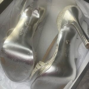 Nina Champagne Gold Glitter Slingback Stilettos